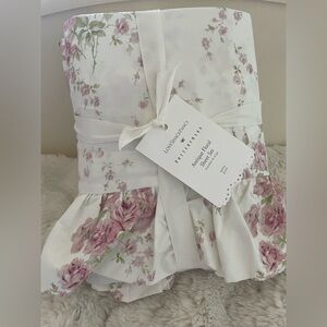 LOVESHACK FANCY ANTIQUE FLORAL SHEET SET PINK/WHITE *NWT $199.00 *QUEEN/FULL